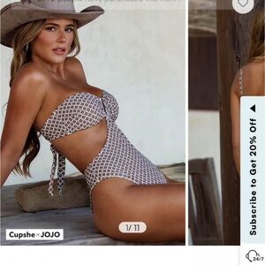 Cupshe Brown Geo Print Cutout One-Piece Swimsuit
